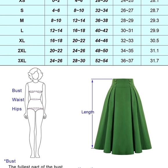 Blue Skirt Vintage High Waist Pleated Skirt with Pockets - Picture 1 of 7